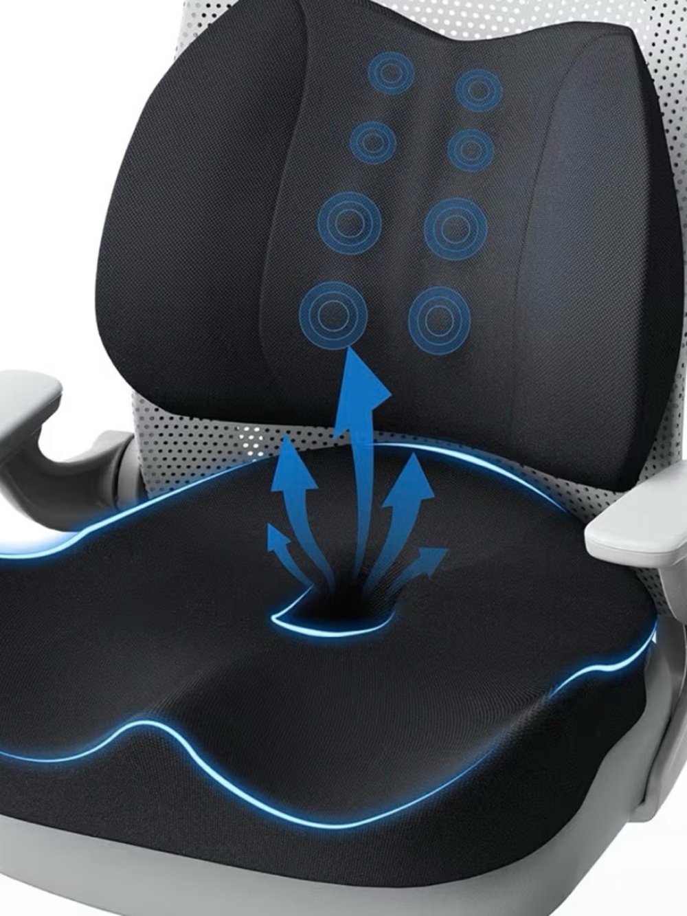 Seat Cushion Lumbar Support Pillow for Office Chair, X Large Memory Foam Chair